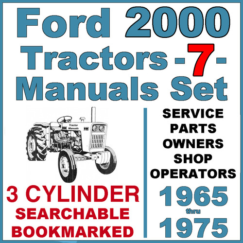 Product picture Ford 2000 3 Cylinder Tractor SERVICE, PARTS Catalog, OWNERS -7- Manuals 1965-75 - DOWNLOAD
