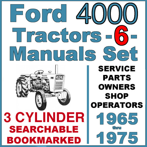 Product picture Ford 4000 3 Cylinder Tractor SERVICE, PARTS Catalog, OWNERS -6- Manuals 1965-75 - DOWNLOAD